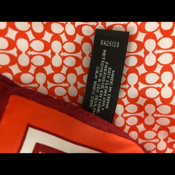 Coach Accessories Coach Orange Logo Print Silk Scarf Wbag 2 X 21